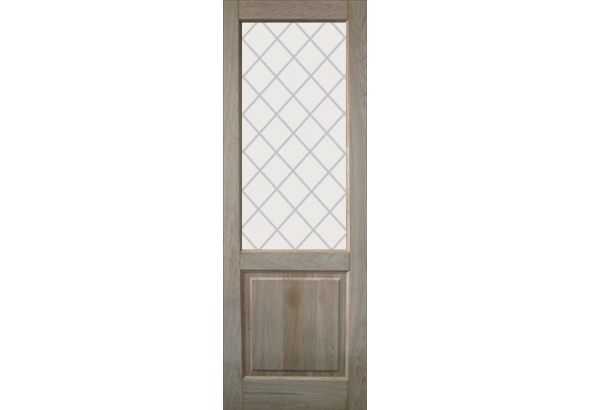 Дверь деревянная межкомнатная из массива бессучкового дуба, Классик, 2 филенки, со стеклом